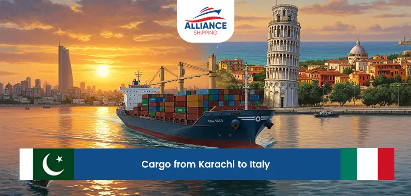 cargo from karachi to italy